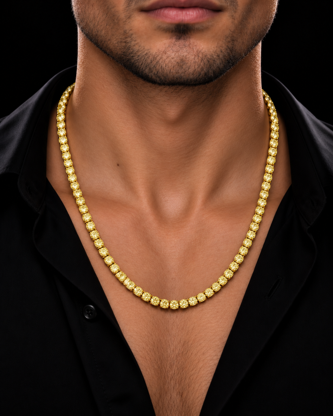 3MM Yellow Moissanite Tennis Chain – 925 Sterling Silver