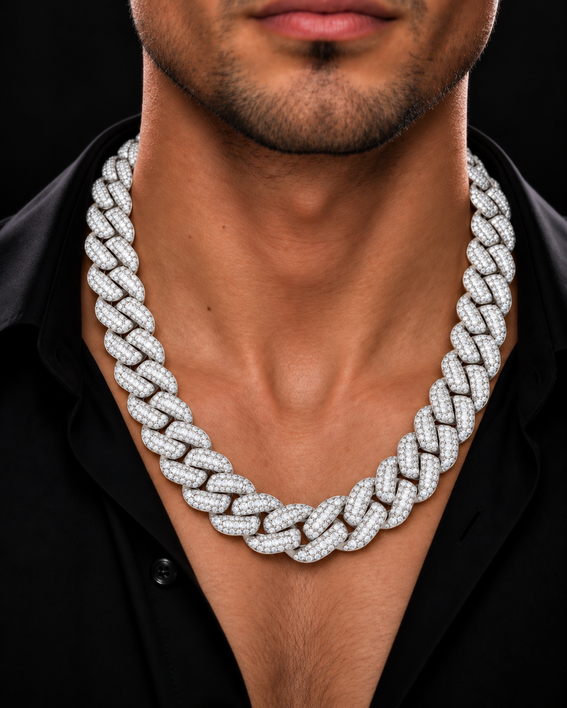 15MM Baguette Iced-Out Cuban Link Chain – 925 Sterling Silver