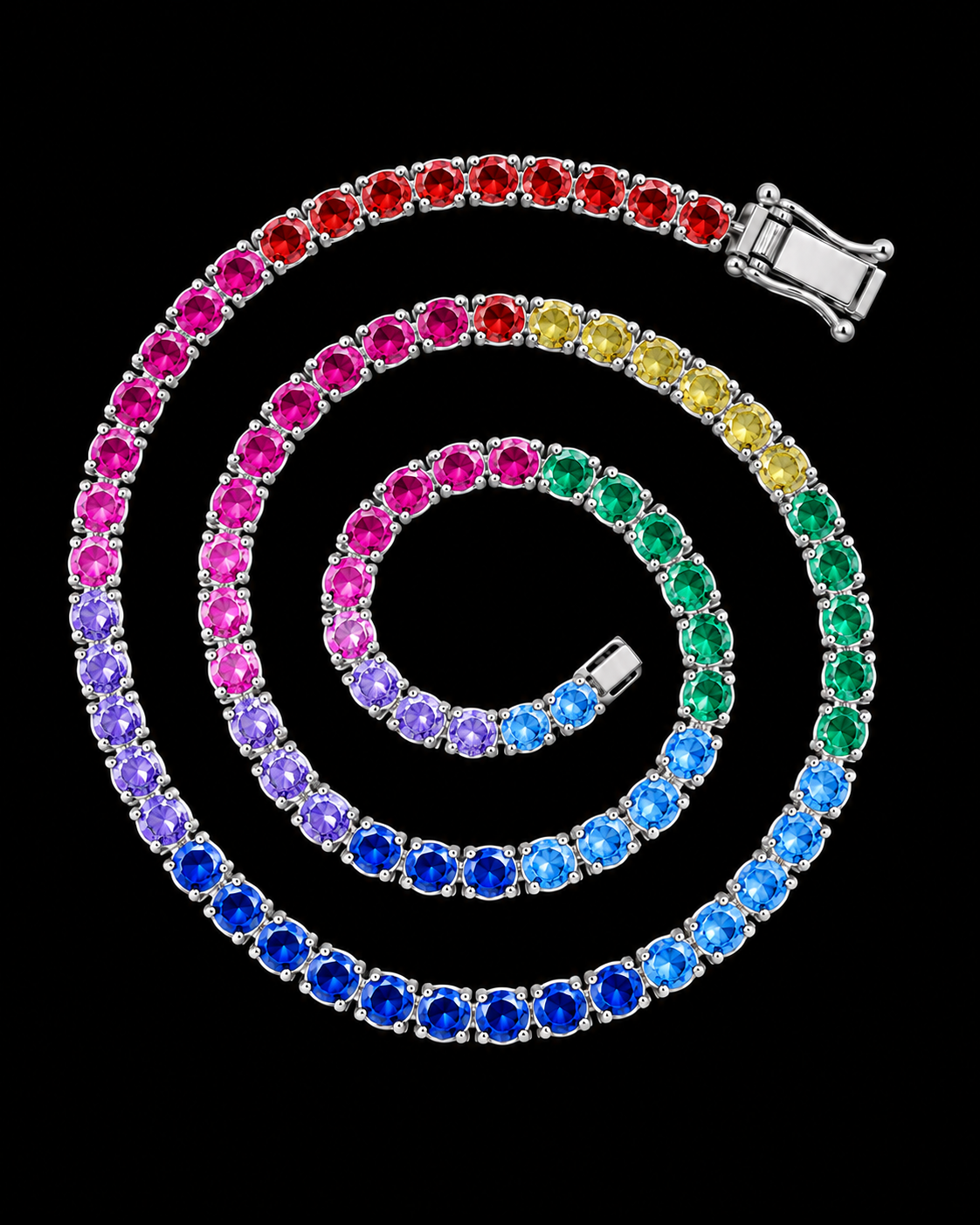 4MM Multicolor Rainbow Tennis Chain – 925 Sterling Silver