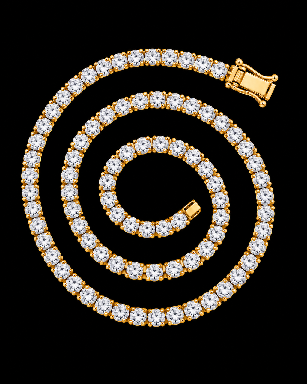 6MM Round Cut Tennis Chain – Yellow Gold Finish
