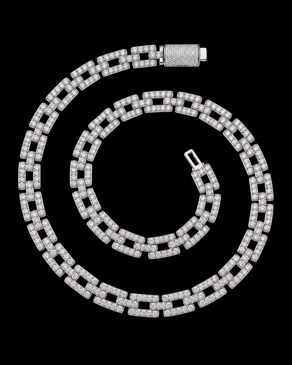 8MM Iced-Out Link Chain – 925 Sterling Silver