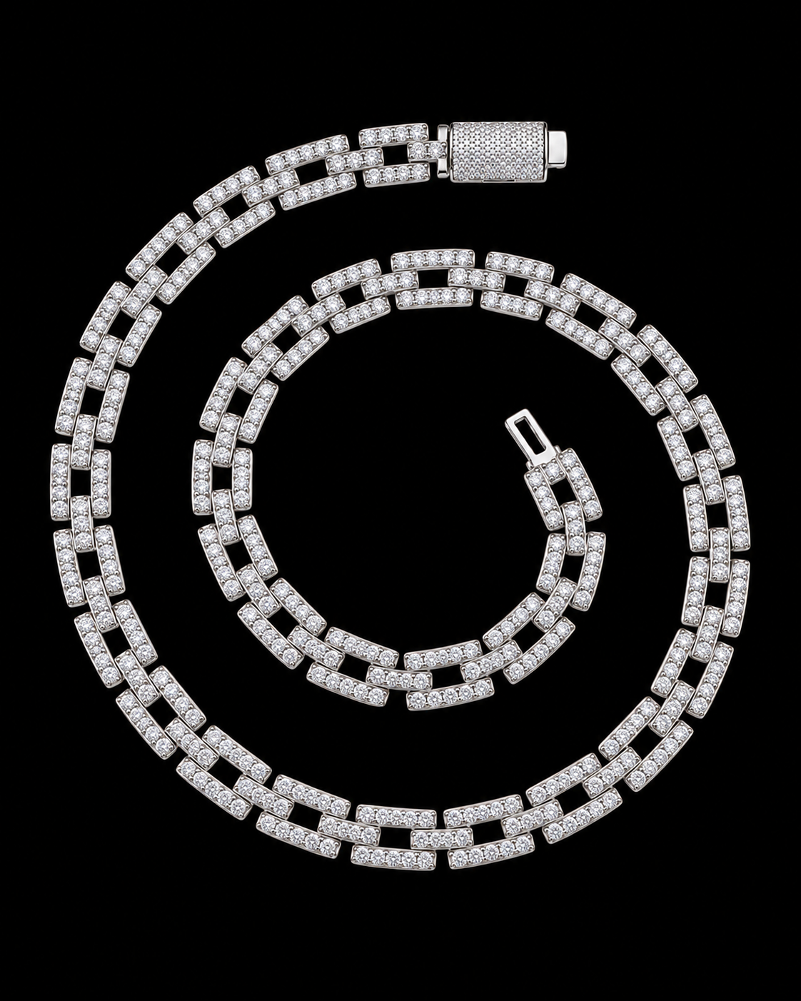 8MM Iced-Out Link Chain – 925 Sterling Silver