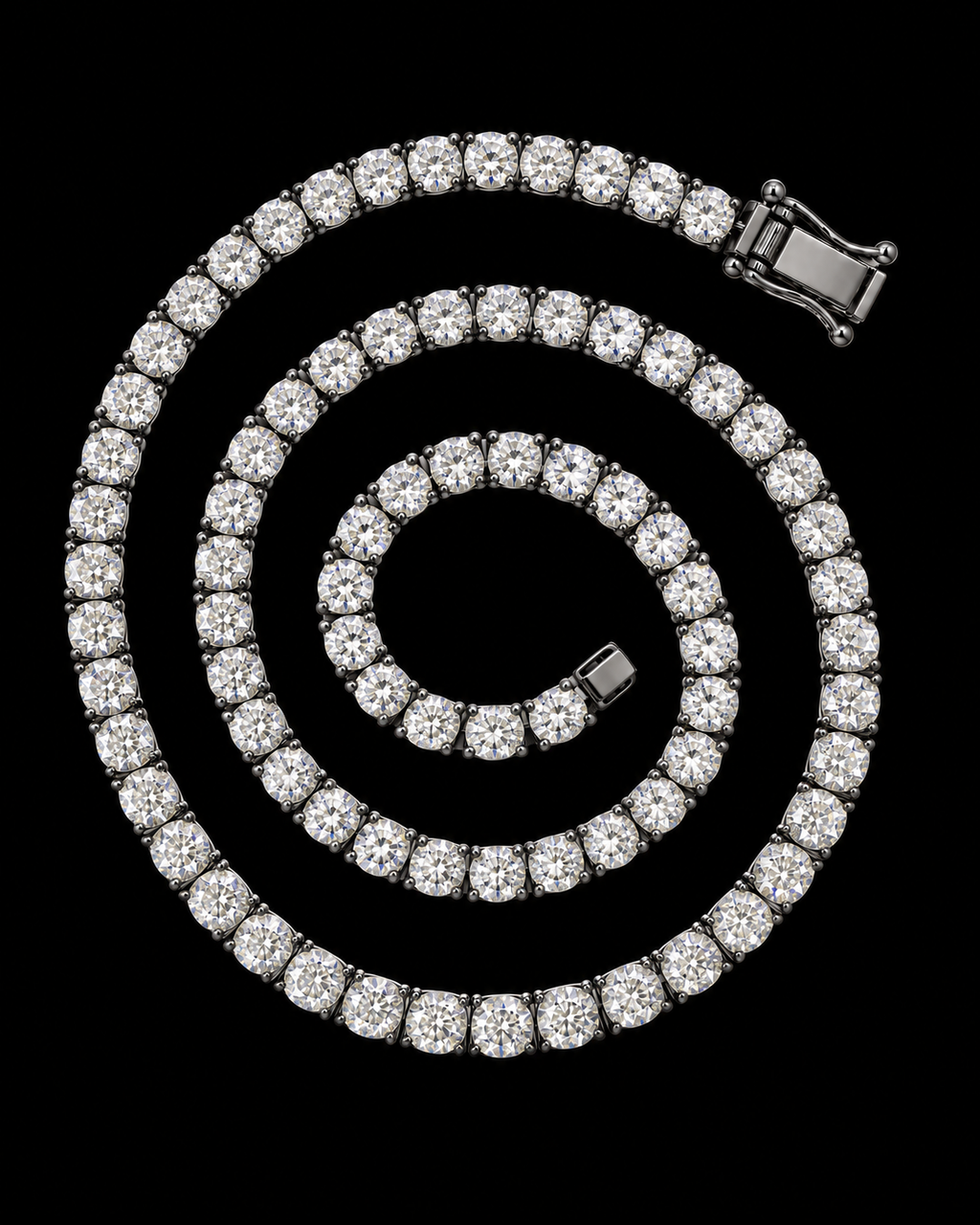 10MM Round Cut Tennis Chain – 925 Sterling Silver