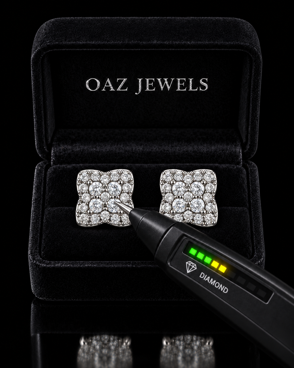 Round Moissanite Cluster Square Stud Earrings – 925 Sterling Silver
