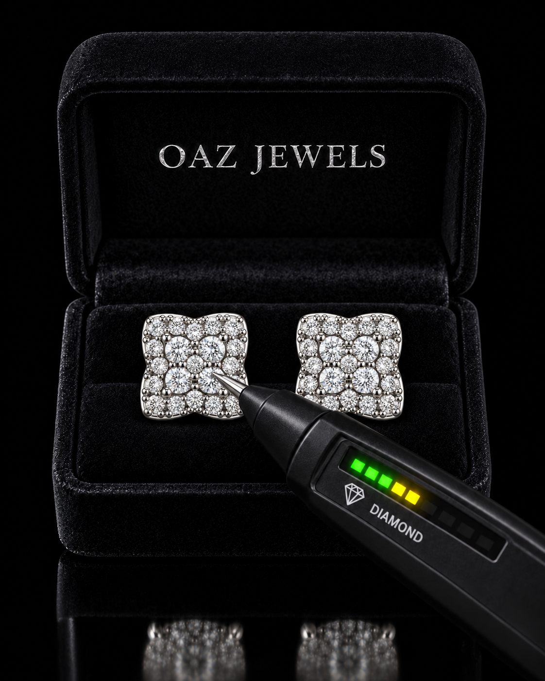 Round Moissanite Cluster Square Stud Earrings – 925 Sterling Silver