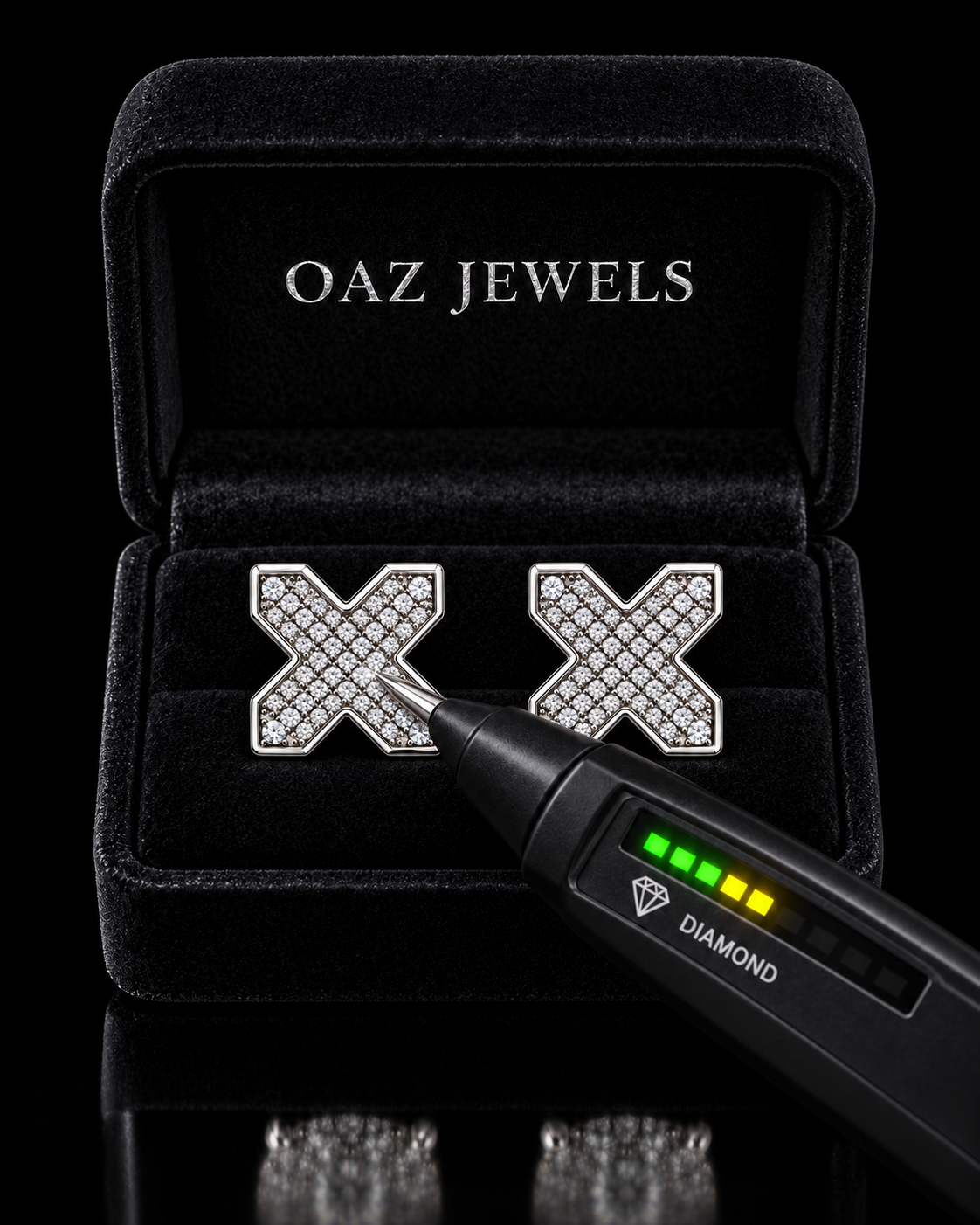 X Shape Moissanite Stud Earrings – 925 Sterling Silver