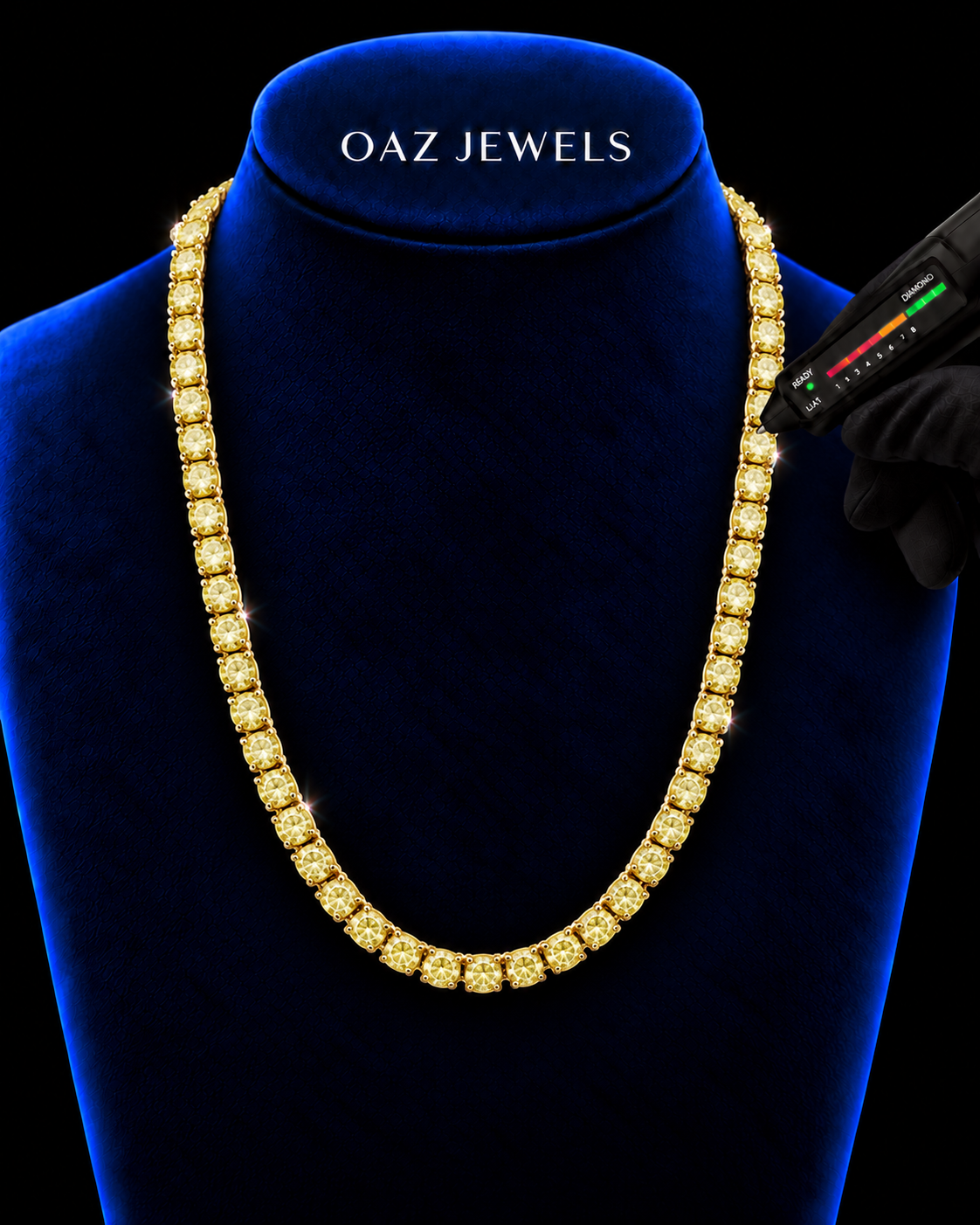 3MM Yellow Moissanite Tennis Chain – 925 Sterling Silver