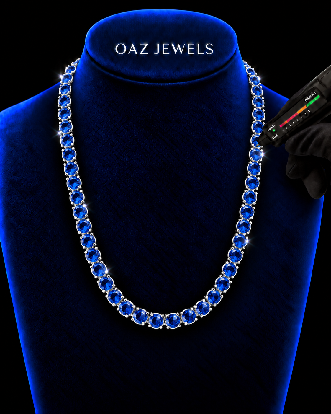 3MM Blue Stone Tennis Chain – 925 Sterling Silver