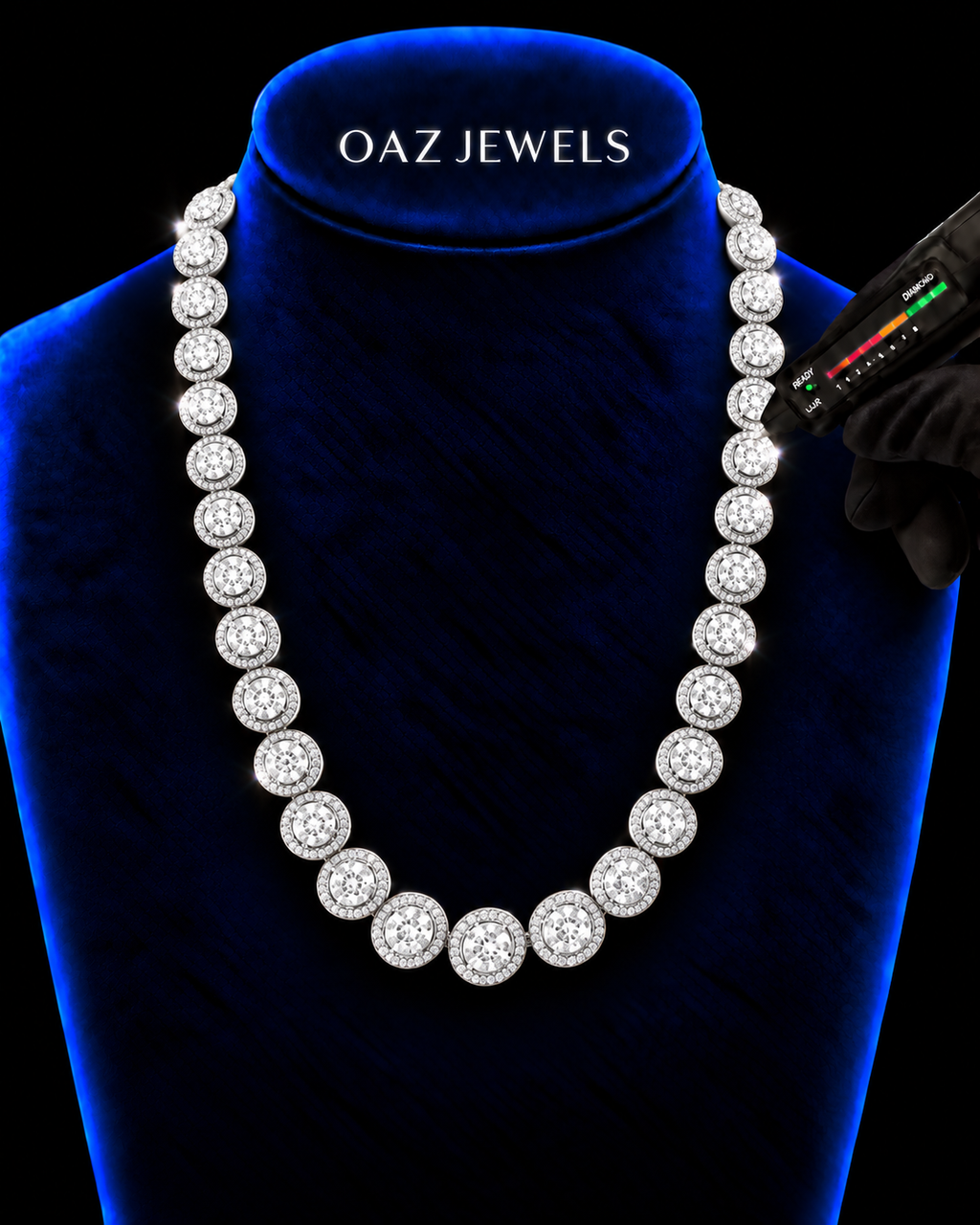 10MM Round Halo Tennis Chain – 925 Sterling Silver