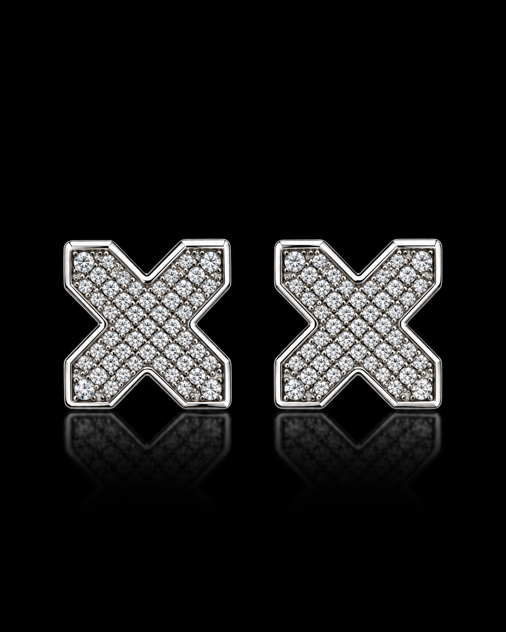X Shape Moissanite Stud Earrings – 925 Sterling Silver