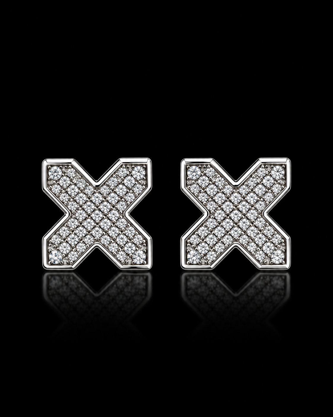 X Shape Moissanite Stud Earrings – 925 Sterling Silver