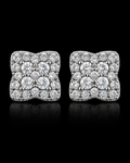 Round Moissanite Cluster Square Stud Earrings – 925 Sterling Silver