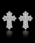 Baguette Cross Moissanite Stud Earrings – 925 Sterling Silver