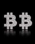 Bitcoin Moissanite Iced-Out Stud Earrings – 925 Sterling Silver