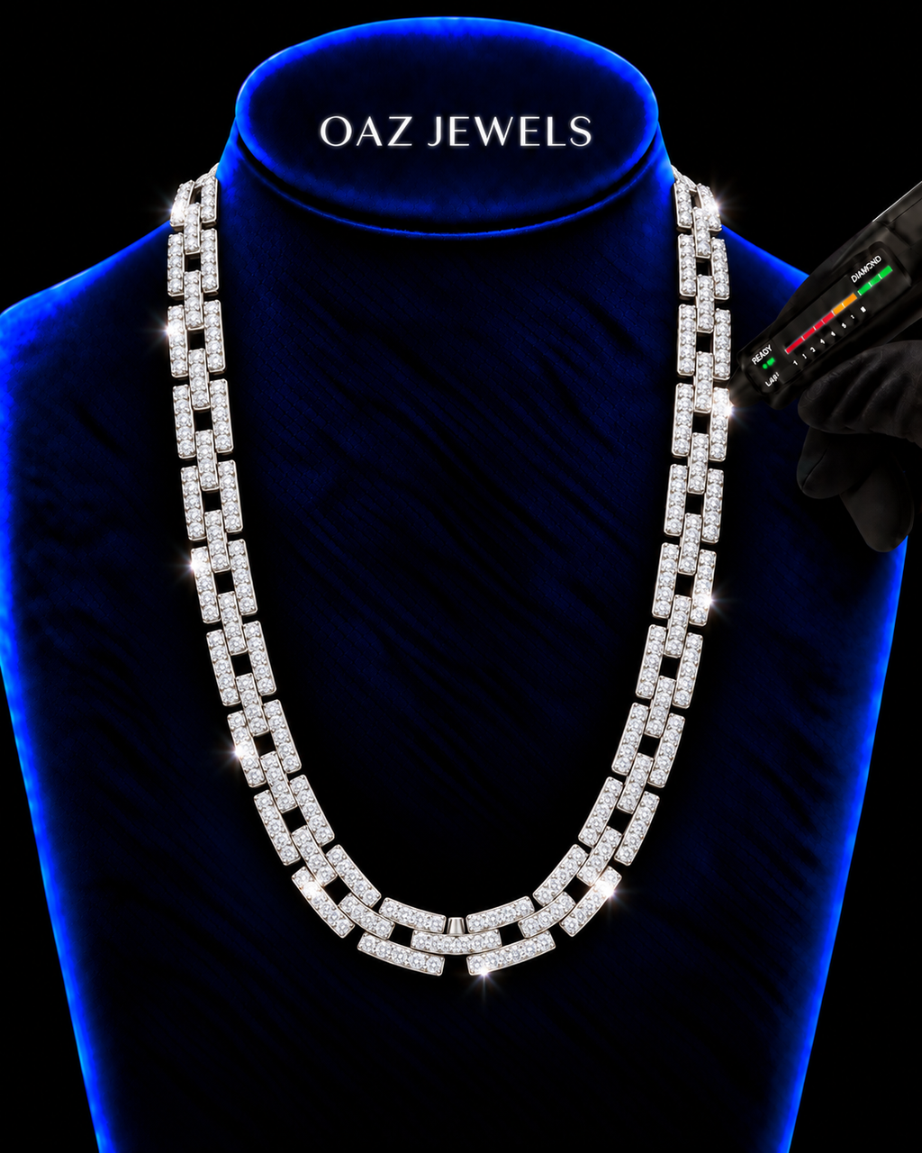 8MM Iced-Out Link Chain – 925 Sterling Silver
