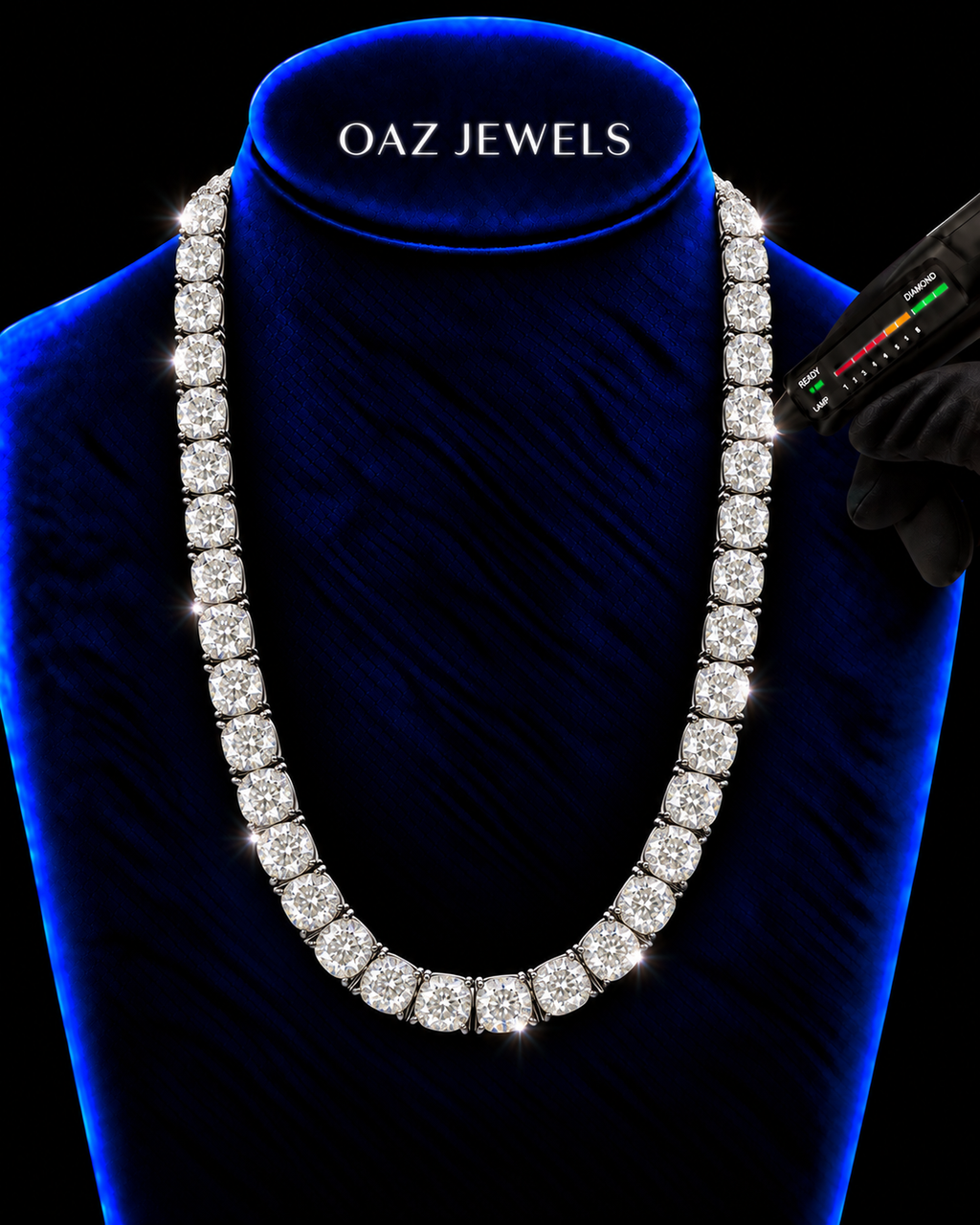 10MM Round Cut Tennis Chain – 925 Sterling Silver