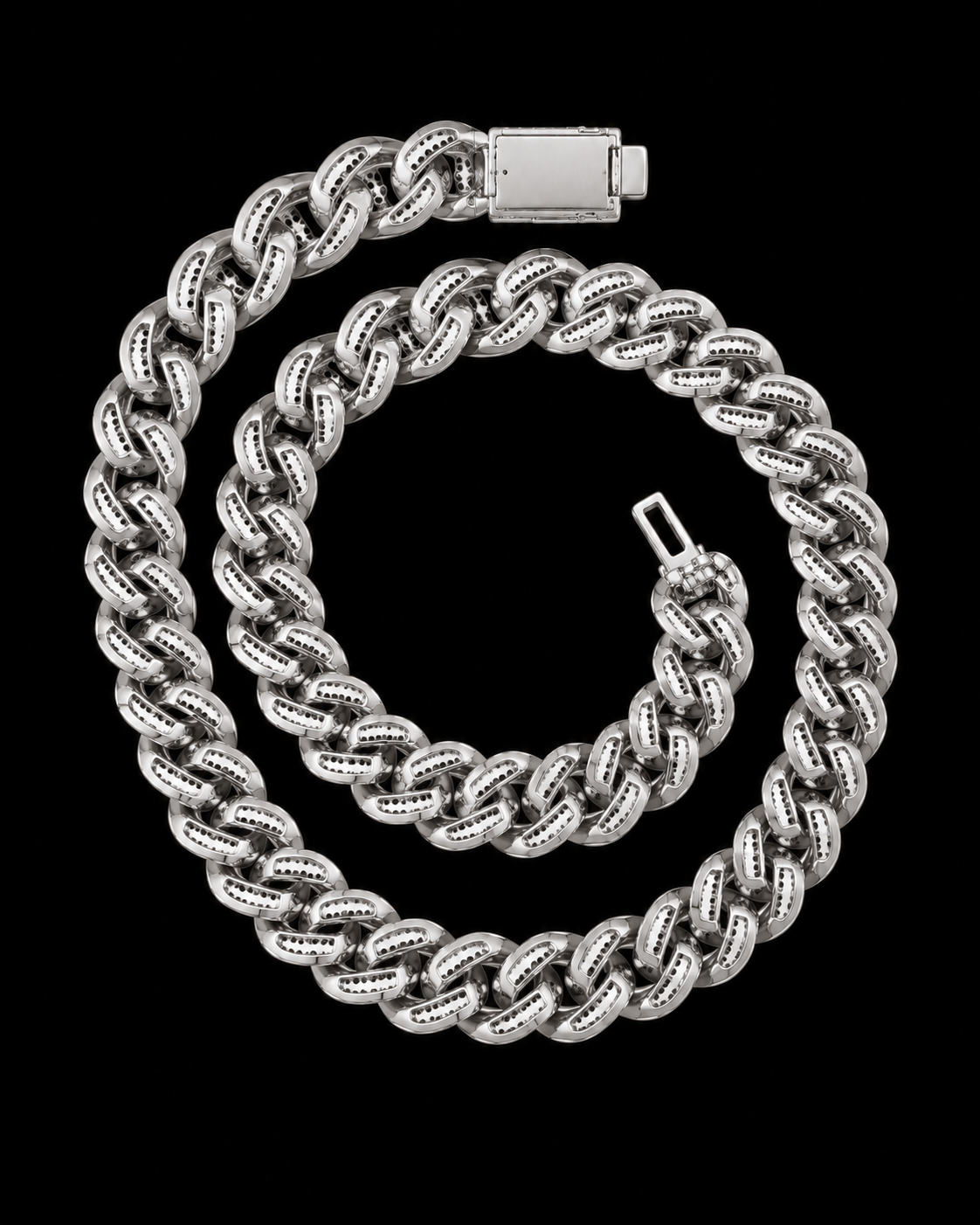 15MM Baguette Iced-Out Cuban Link Chain – 925 Sterling Silver