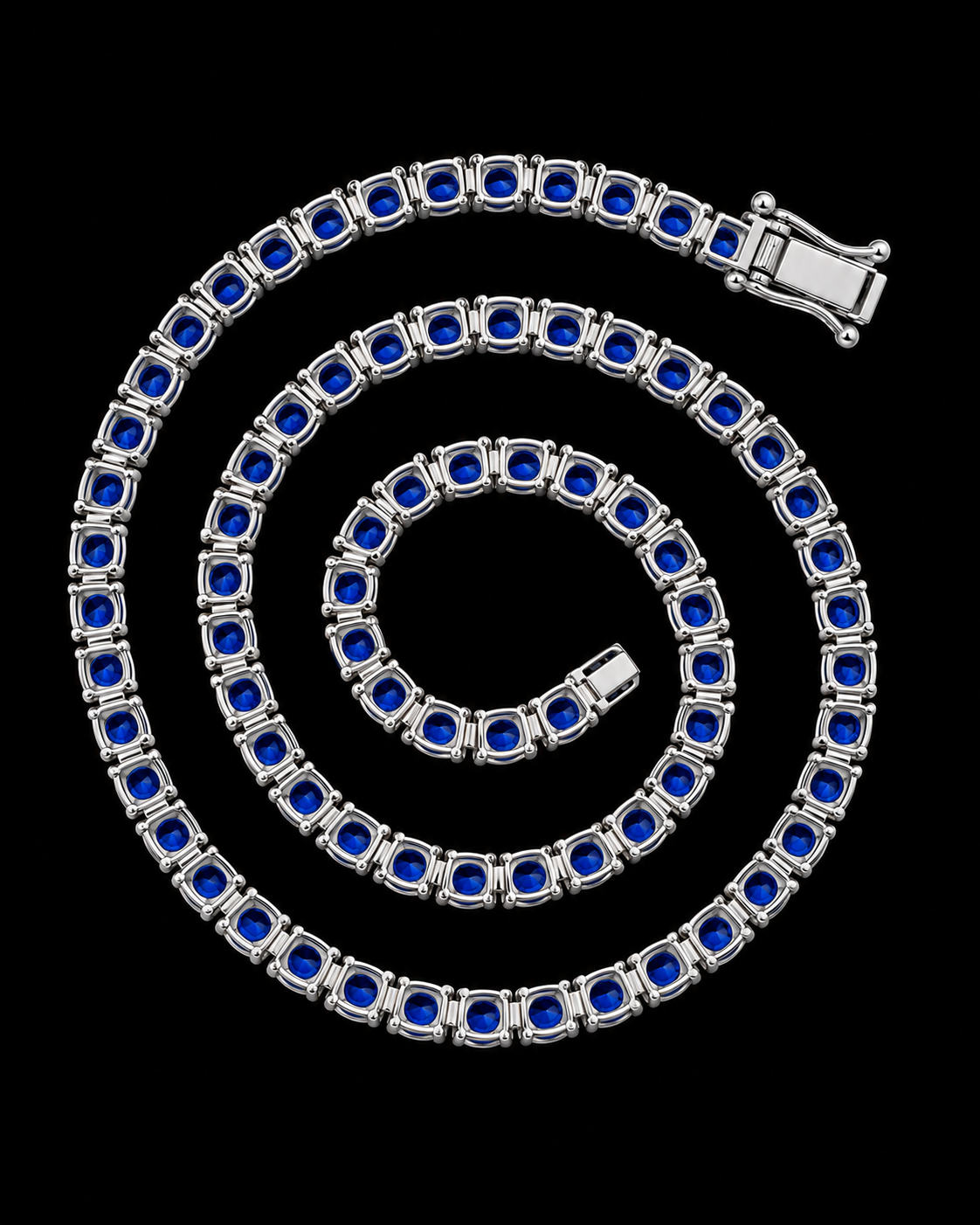 3MM Blue Stone Tennis Chain – 925 Sterling Silver