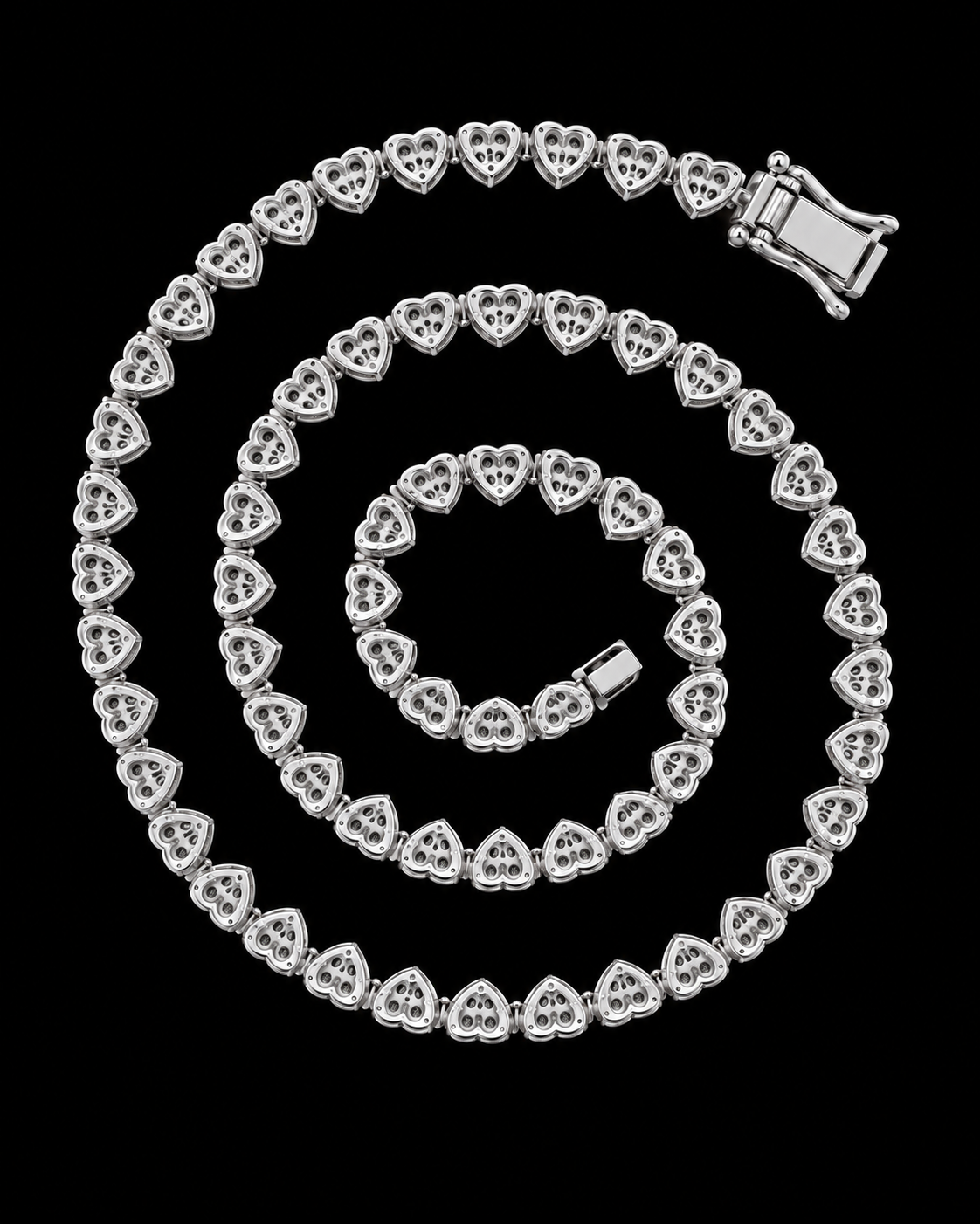 Heart-Shaped Moissanite Tennis Chain – 925 Sterling Silver