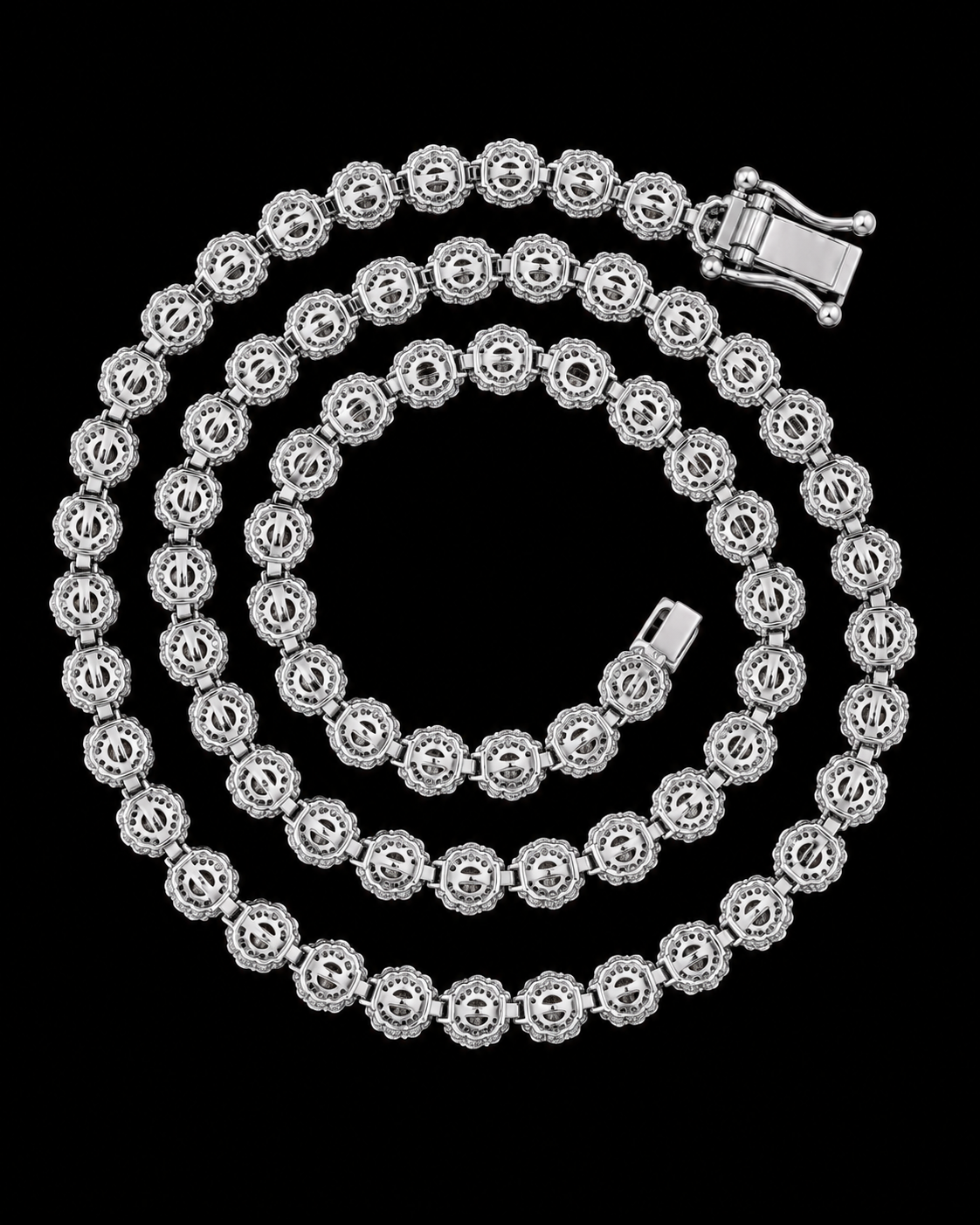 10MM Round Halo Tennis Chain – 925 Sterling Silver