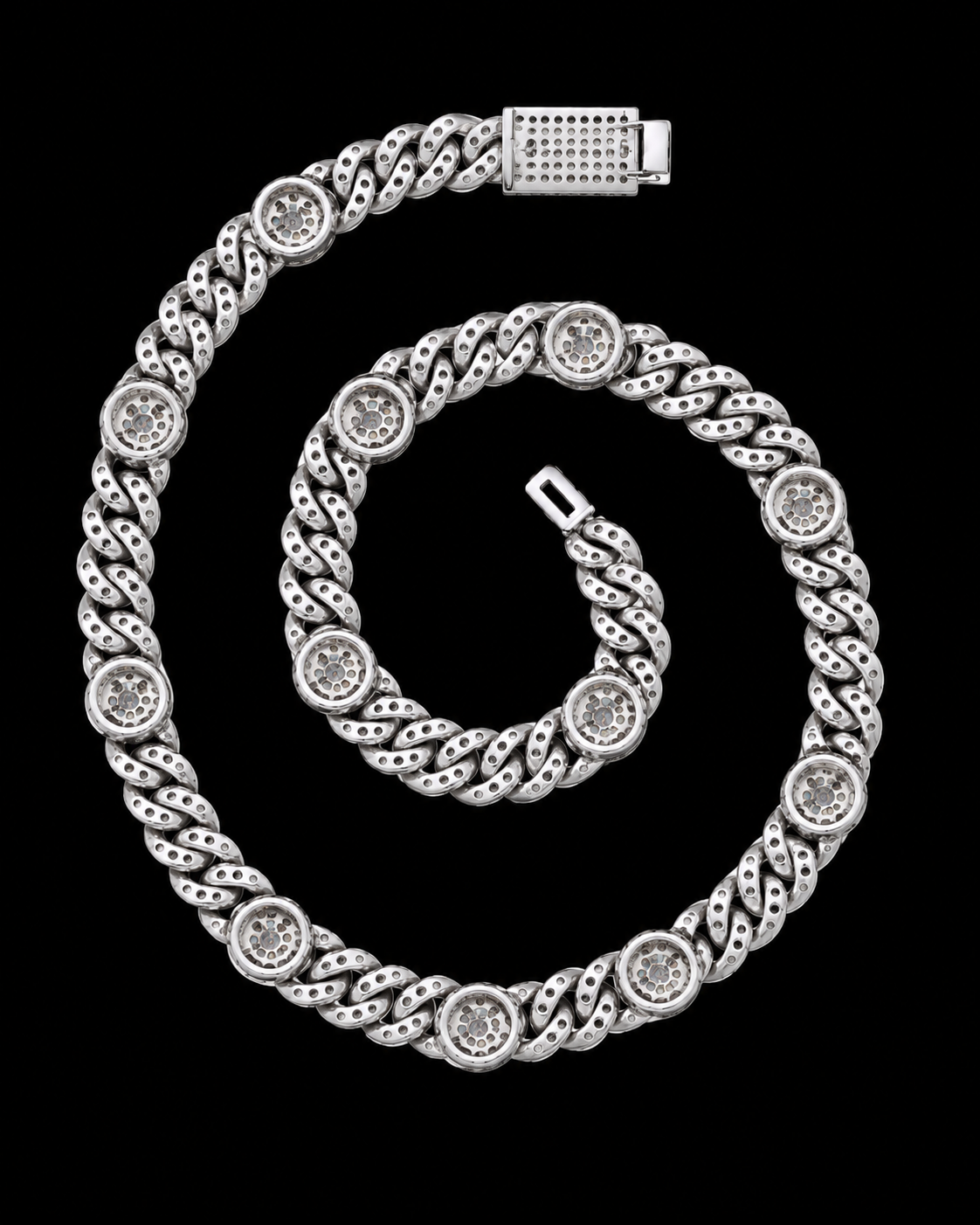 Iced-Out Moissanite Cuban Link Chain – 925 Sterling Silver