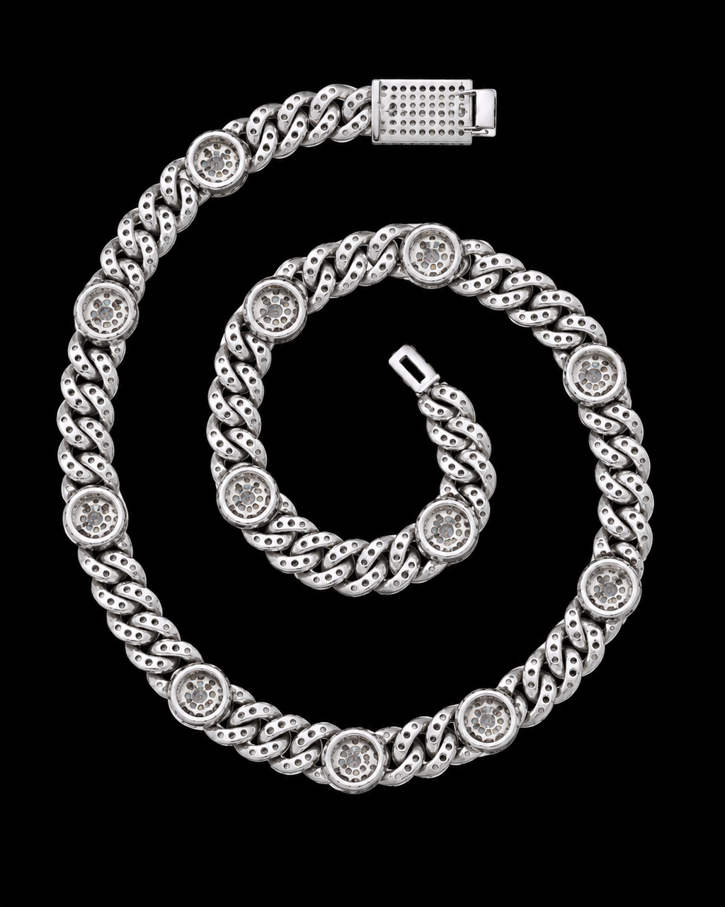 Iced Opal Cuban Link Chain – 925 Sterling Silver