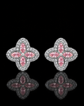 Pink Marquise Clover Moissanite Stud Earrings – 925 Sterling Silver