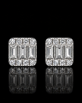 Emerald & Round Cut Moissanite Square Stud Earrings – 925 Sterling Silver