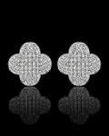 Iced-Out Four-Leaf Clover Stud Earrings – 925 Sterling Silver