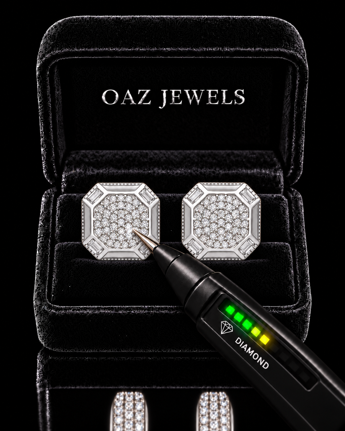 Octagon Iced-Out Moissanite Stud Earrings – 925 Sterling Silver