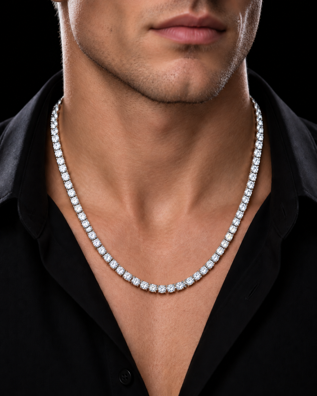 3MM Moissanite Tennis Chain – VVS Round Cut 925 Sterling Silver Diamond Necklace