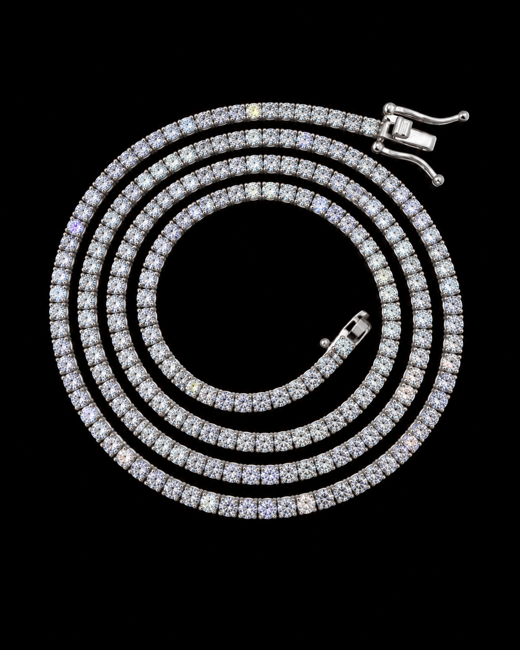 3MM Moissanite Tennis Chain – VVS Round Cut 925 Sterling Silver Diamond Necklace