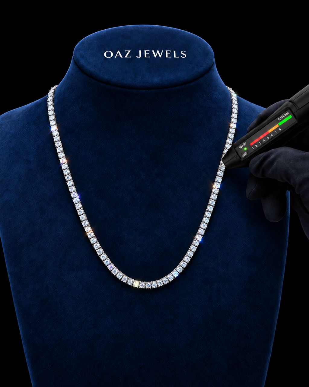 3MM Moissanite Tennis Chain – VVS Round Cut 925 Sterling Silver Diamond Necklace