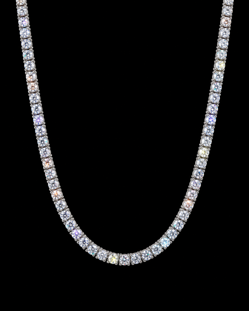3MM Moissanite Tennis Chain – VVS Round Cut 925 Sterling Silver Diamond Necklace