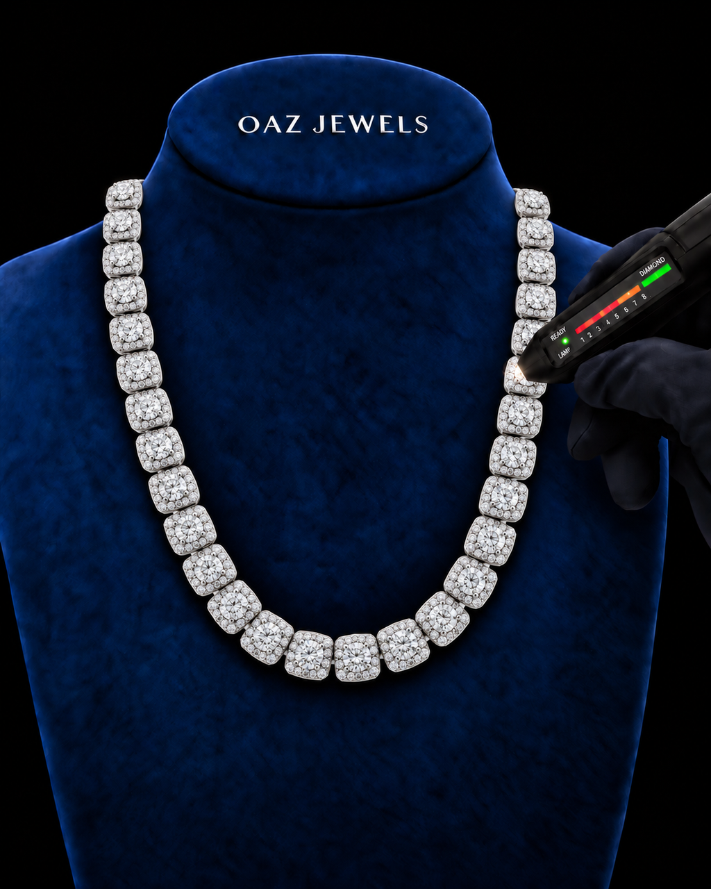 6MM Round Moissanite Halo Tennis Chain – 925 Sterling Silver Iced Out Necklace