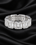 Emerald-Cut Moissanite Eternity Band – 925 Sterling Silver