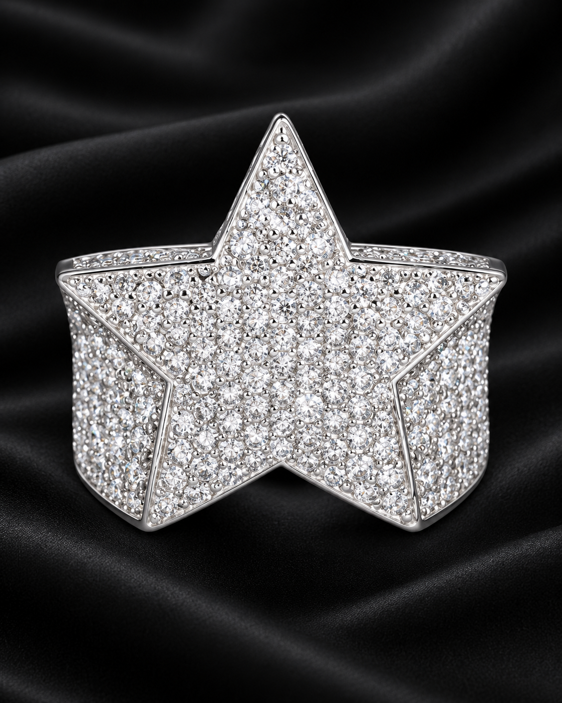 Iced-Out Star Statement Ring – VVS Moissanite 925 Sterling Silver