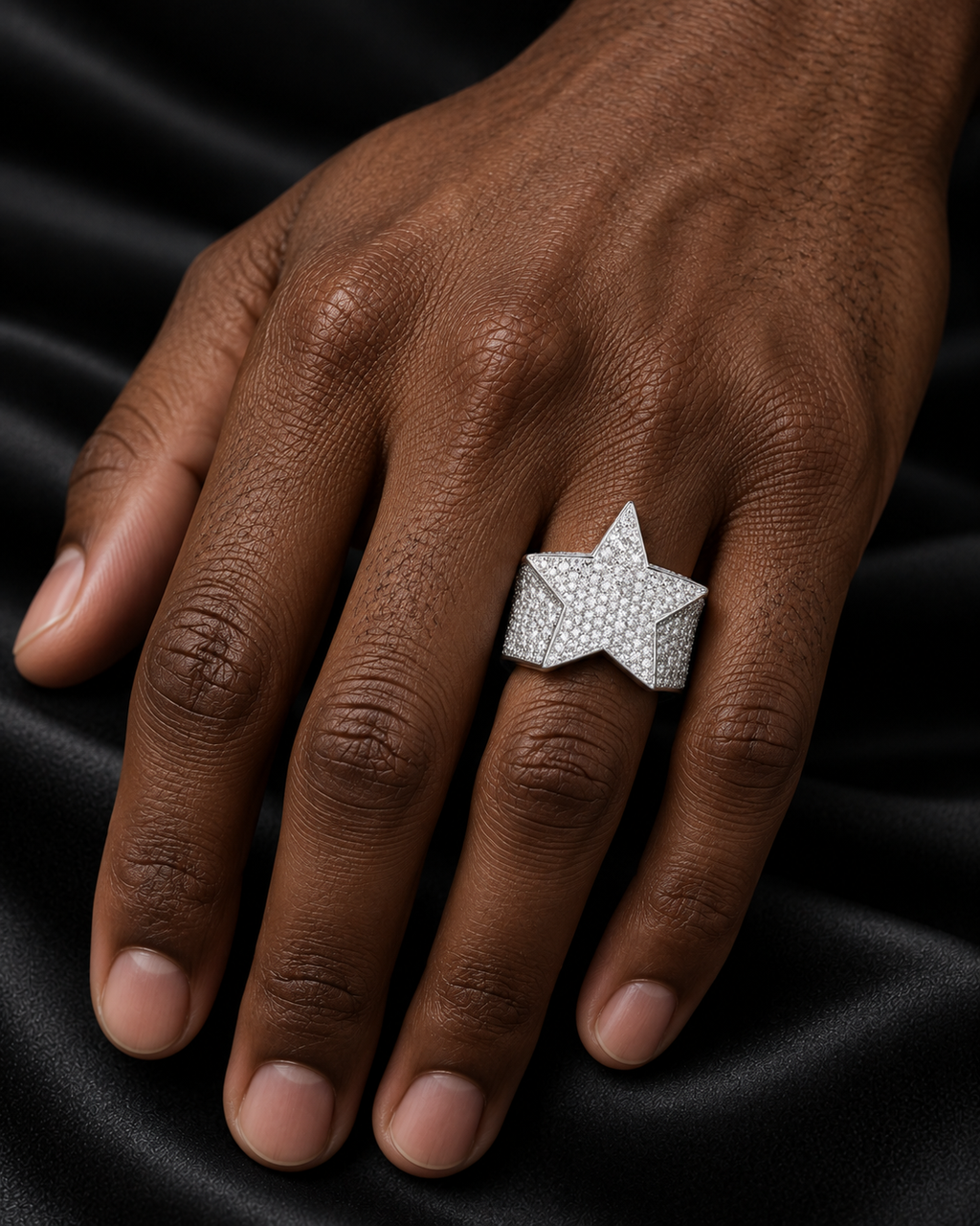 Iced-Out Star Statement Ring – VVS Moissanite 925 Sterling Silver