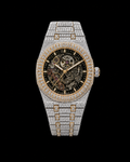 Men’s Fully Iced-Out Skeleton Timepiece – Dual-Tone Finish