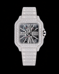 Men’s Fully Iced-Out Skeleton Square Watch – VVS Moissanite