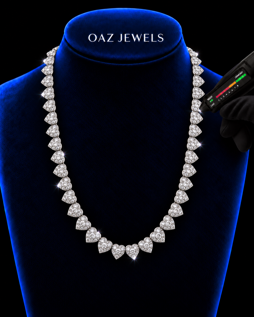 10mm Heart-Cut Moissanite Tennis Chain – 925 Sterling Silver