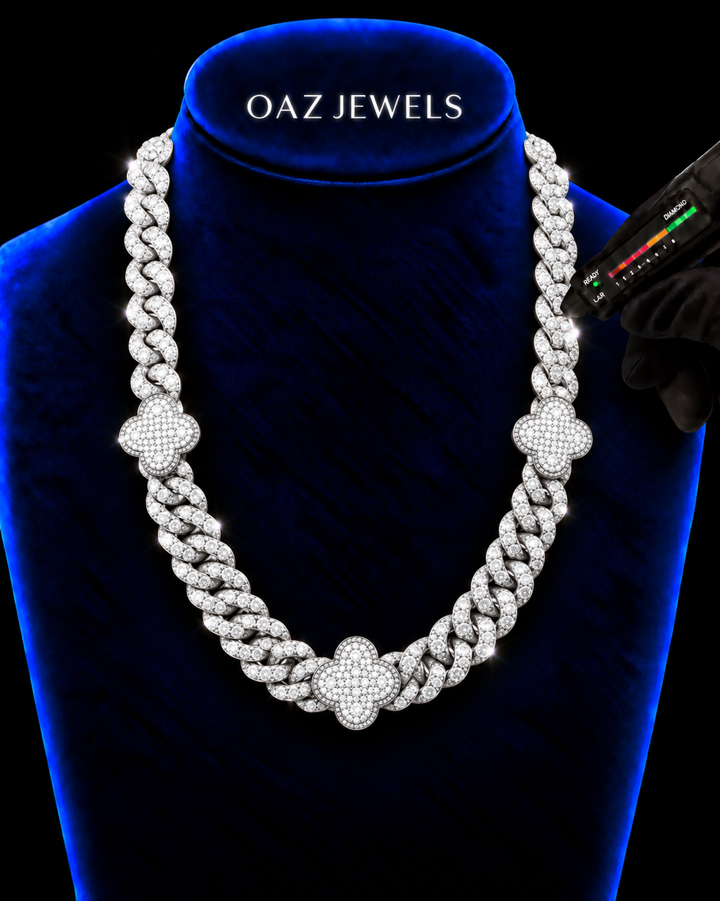 Iced-Out Moissanite Cuban Link Chain – 925 Sterling Silver