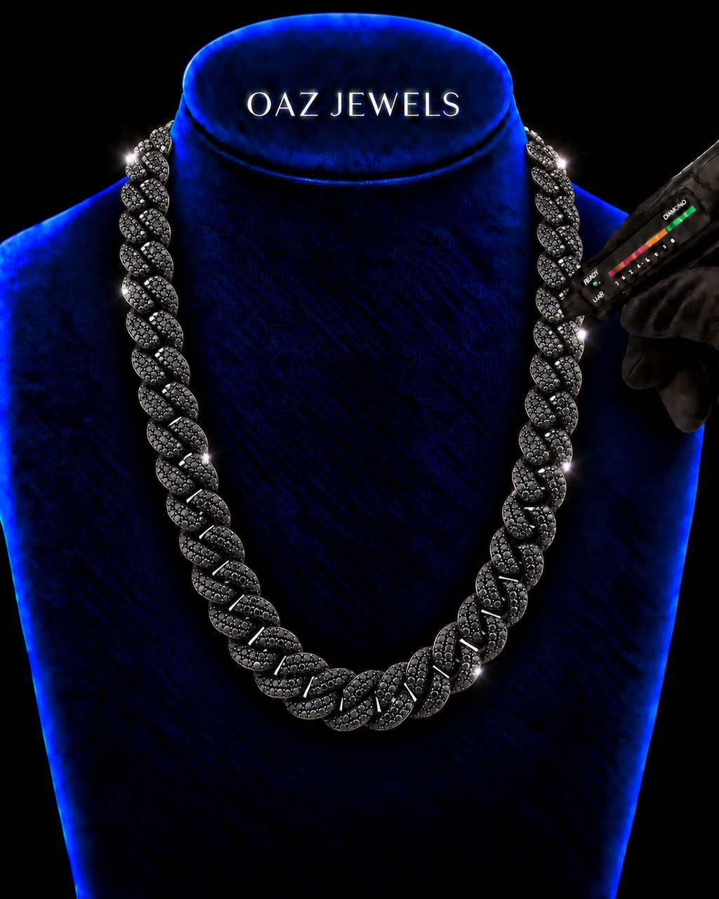 Black Moissanite Iced Out Cuban Link Chain – Bust Down Hip Hop Necklace
