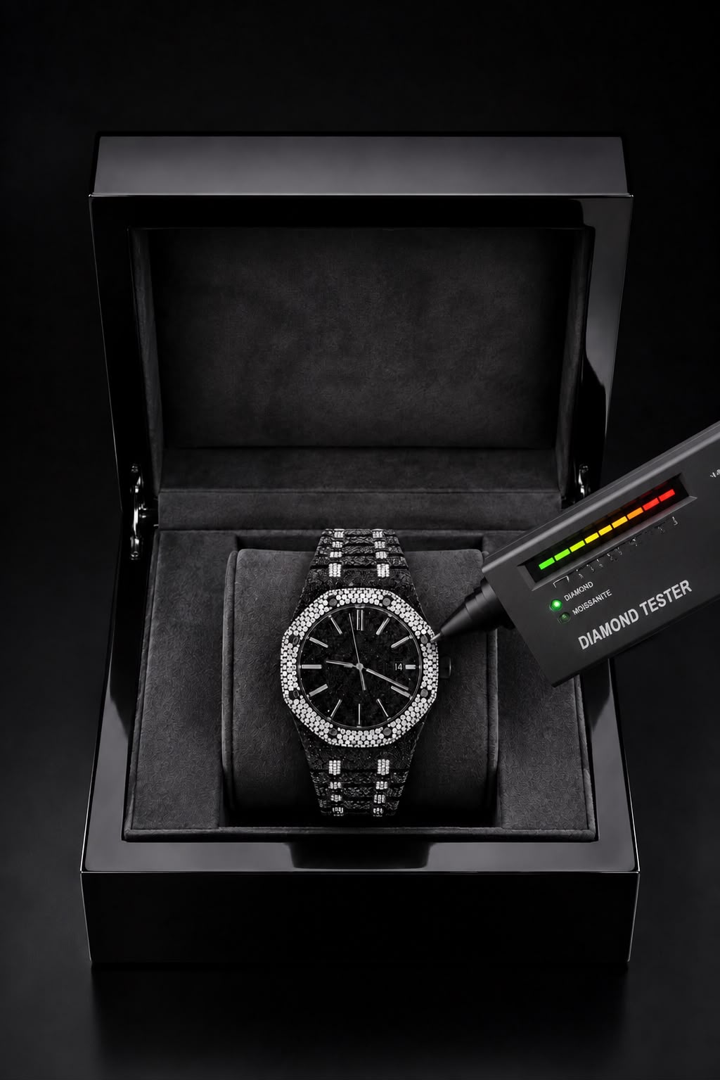 Black & White VVS Moissanite Iced-Out Luxury Watch | Full Iced Bracelet