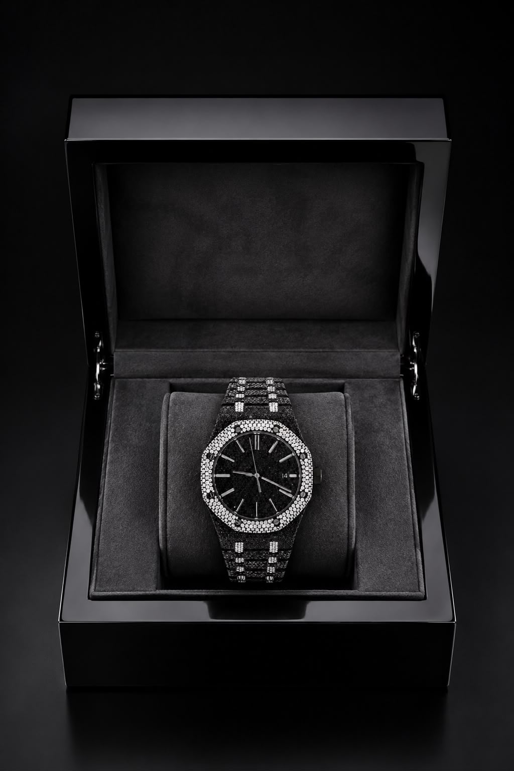 Black & White VVS Moissanite Iced-Out Luxury Watch | Full Iced Bracelet