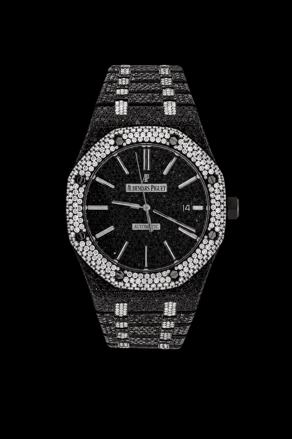 Black & White VVS Moissanite Iced-Out Luxury Watch | Full Iced Bracelet