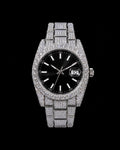 Black Dial VVS Moissanite Iced-Out Luxury Watch | Silver-Tone Edition