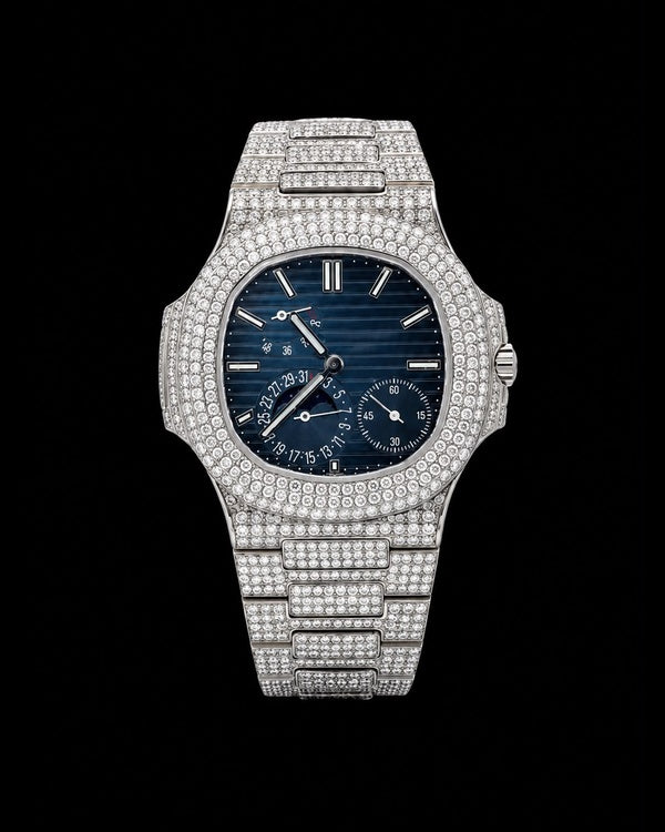 Full Iced-Out Blue Dial Luxury Watch | Silver-Tone Edition 41MM