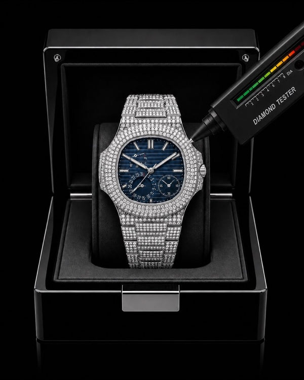 Full Iced-Out Blue Dial Luxury Watch | Silver-Tone Edition 41MM
