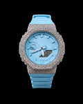 Ice Blue VVS Moissanite Digital-Analog Watch | Full Iced-Out Edition